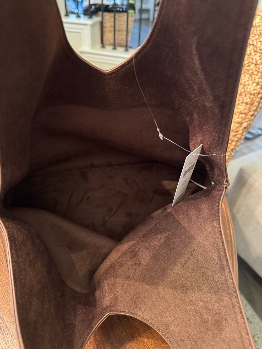 Anthropologie Faux-Suede Gilded Handle Tote Bag — Chocolate NWT - Picture 10 of 13